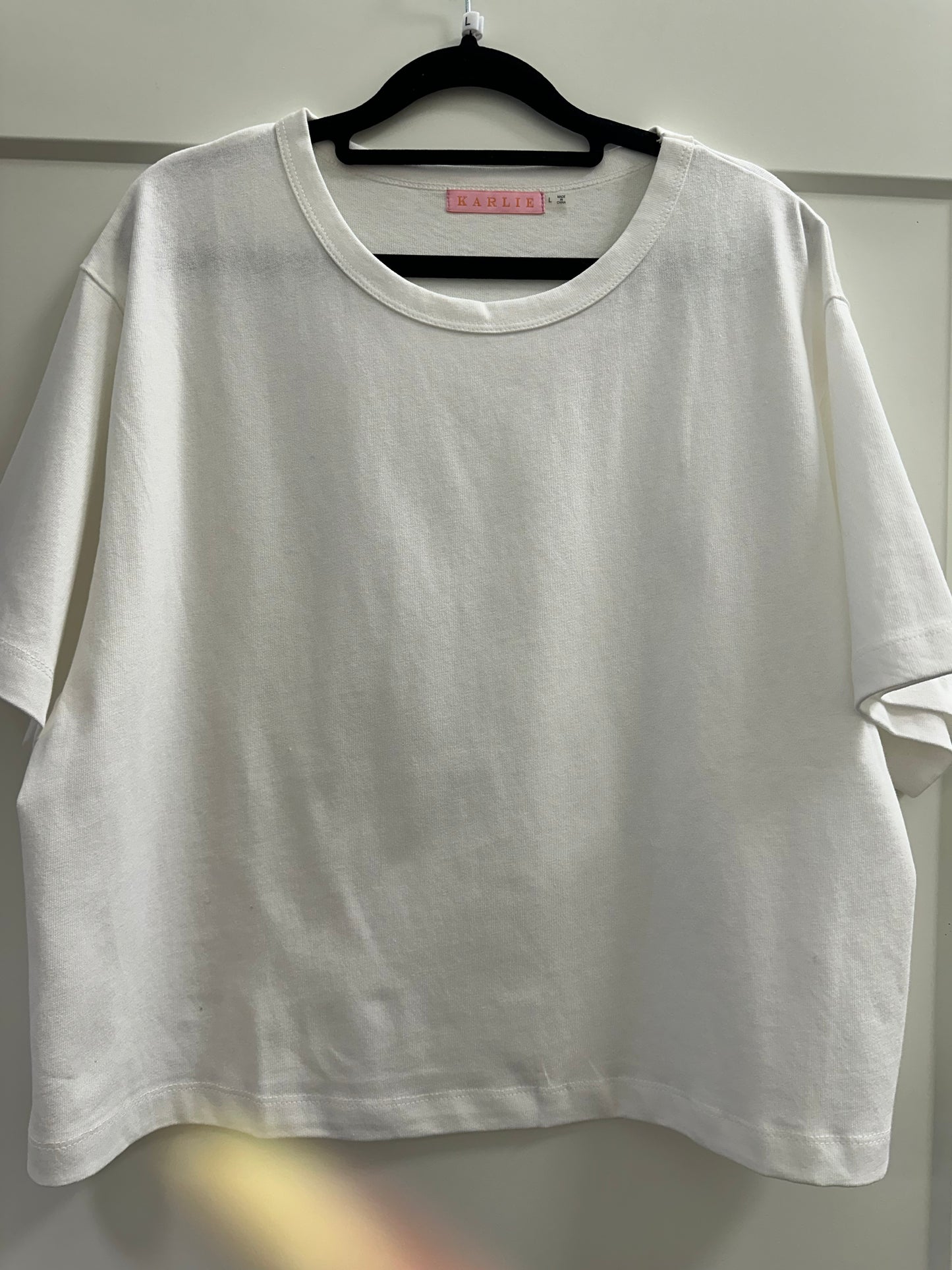 SOLID KNIT CREW TEE white - Karlie