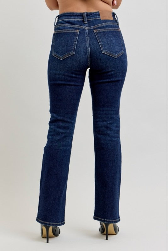 JUDY BLUE Mid rise petite dark wash bootcut