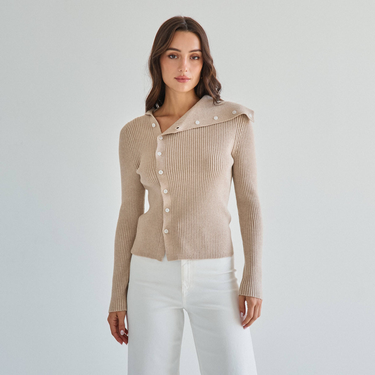 Asymmetrical button sweater