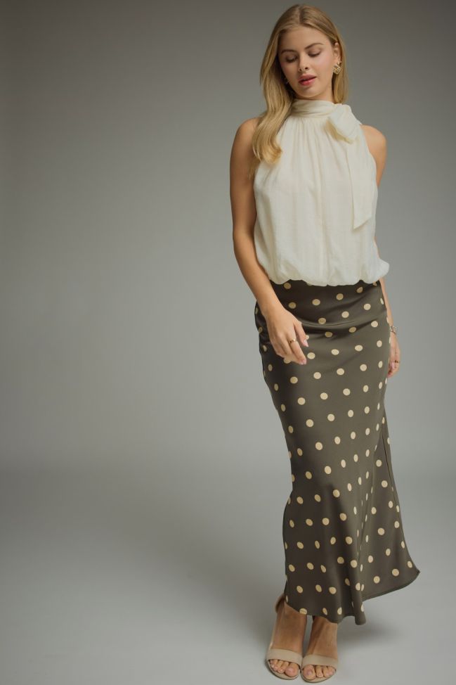 Olive polka dot skirt