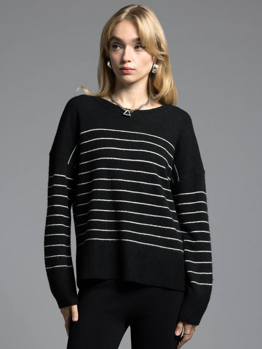 Crewneck Striped Sweater - KISHA SWEATER