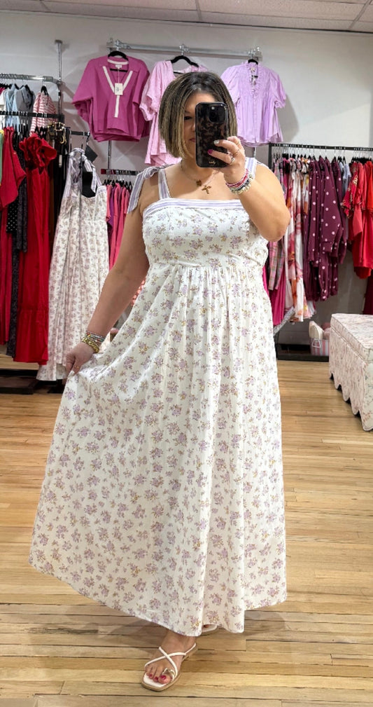 Lavender floral midi dress