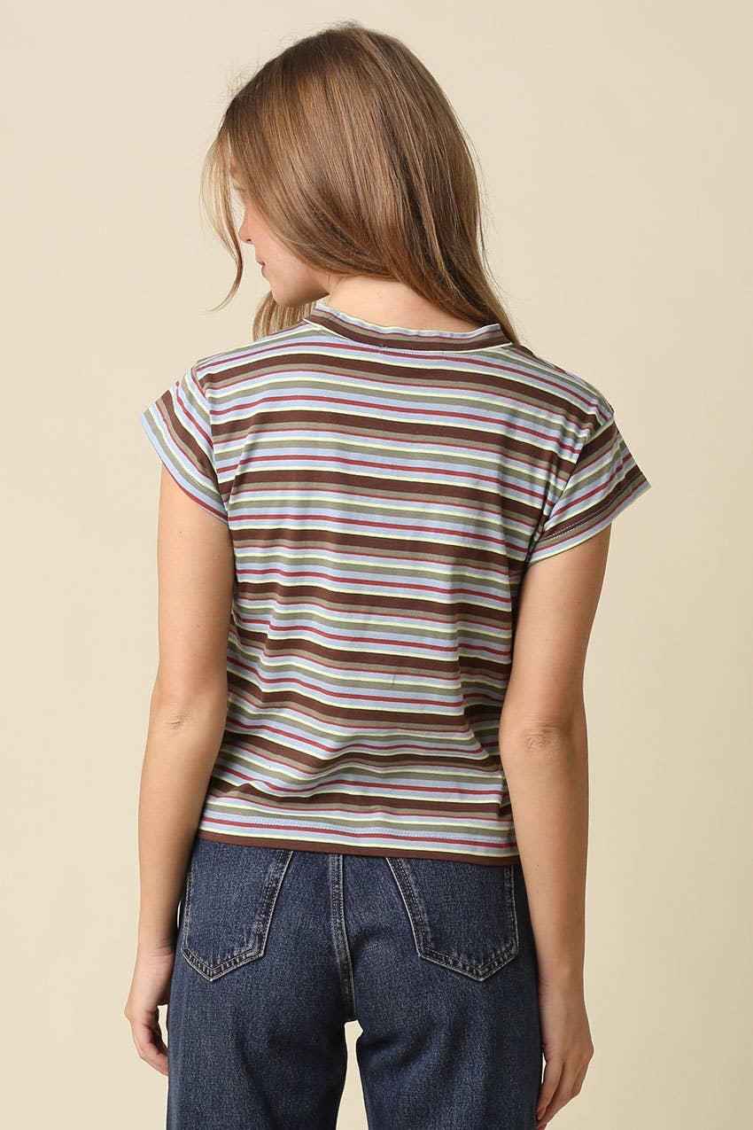 Lizz Stripe Mock Neck Tee (2 colors)