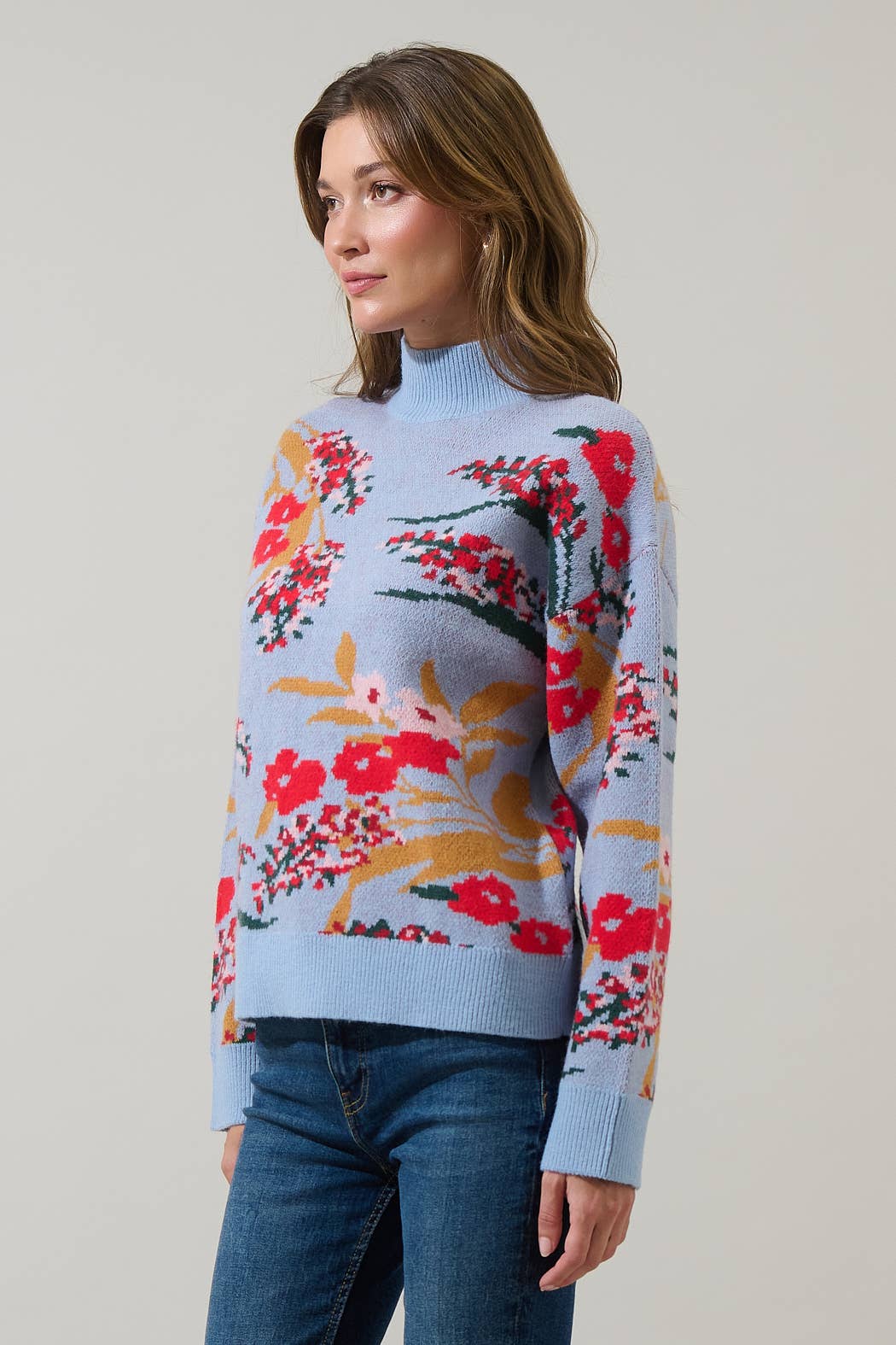 Fifi Floral Mock Neck Sweater