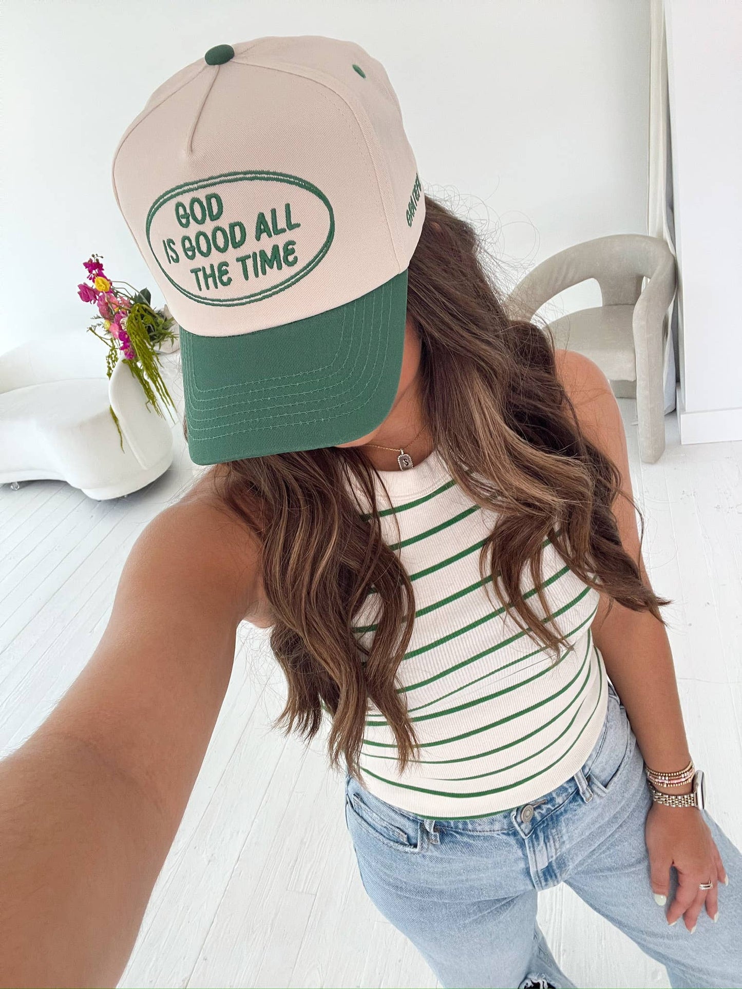 God is Good - Green Vintage Trucker Hat
