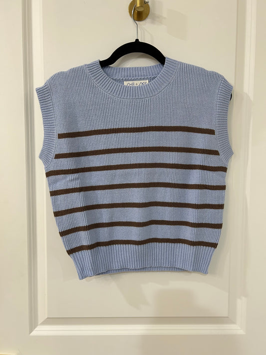 sleeveless round neck striped sweater top (2 colors)