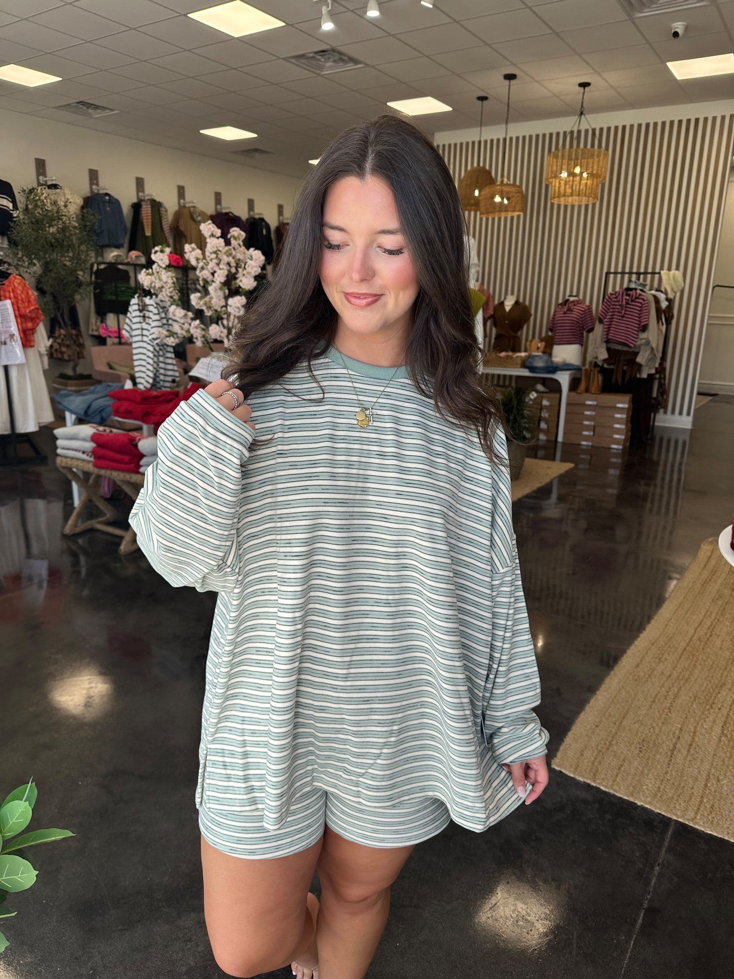 Mint l/s stripe top