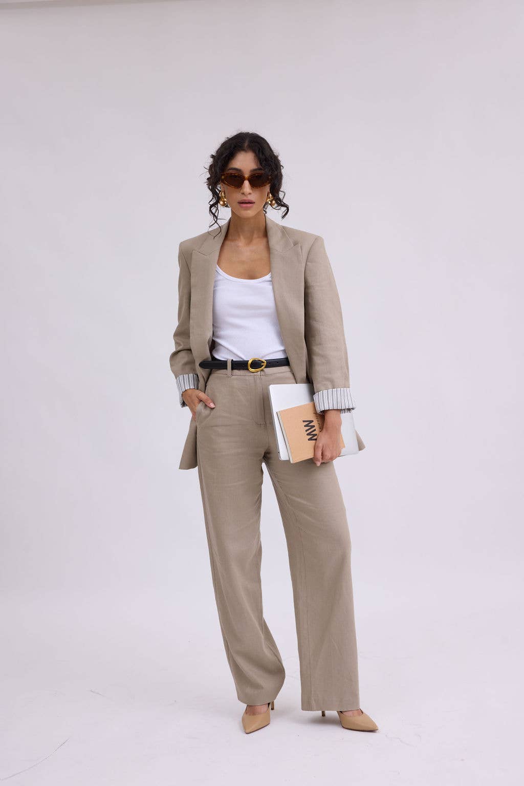 Basic Leather Belt with Asymmetrical Buckle