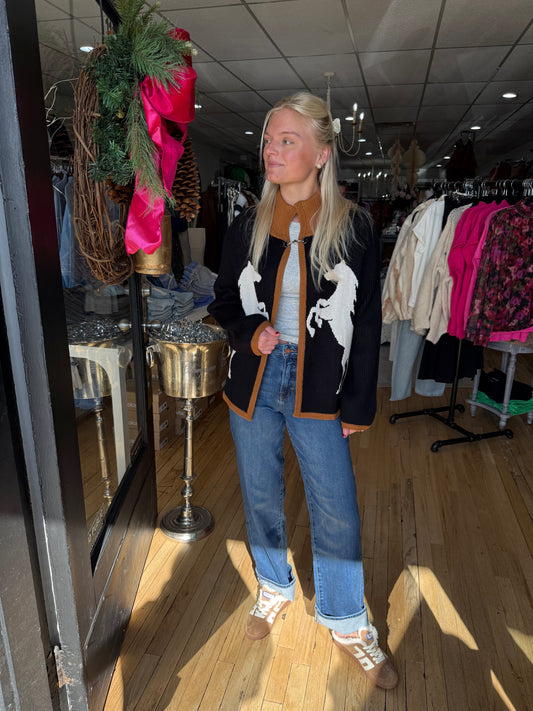 horse knit cardigan