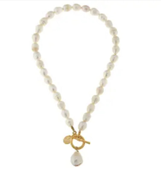 Large Genuine Freshwater Pearl Front Toggle Necklace - Susan Shaw