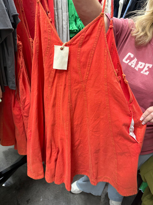 Tomato side tie romper