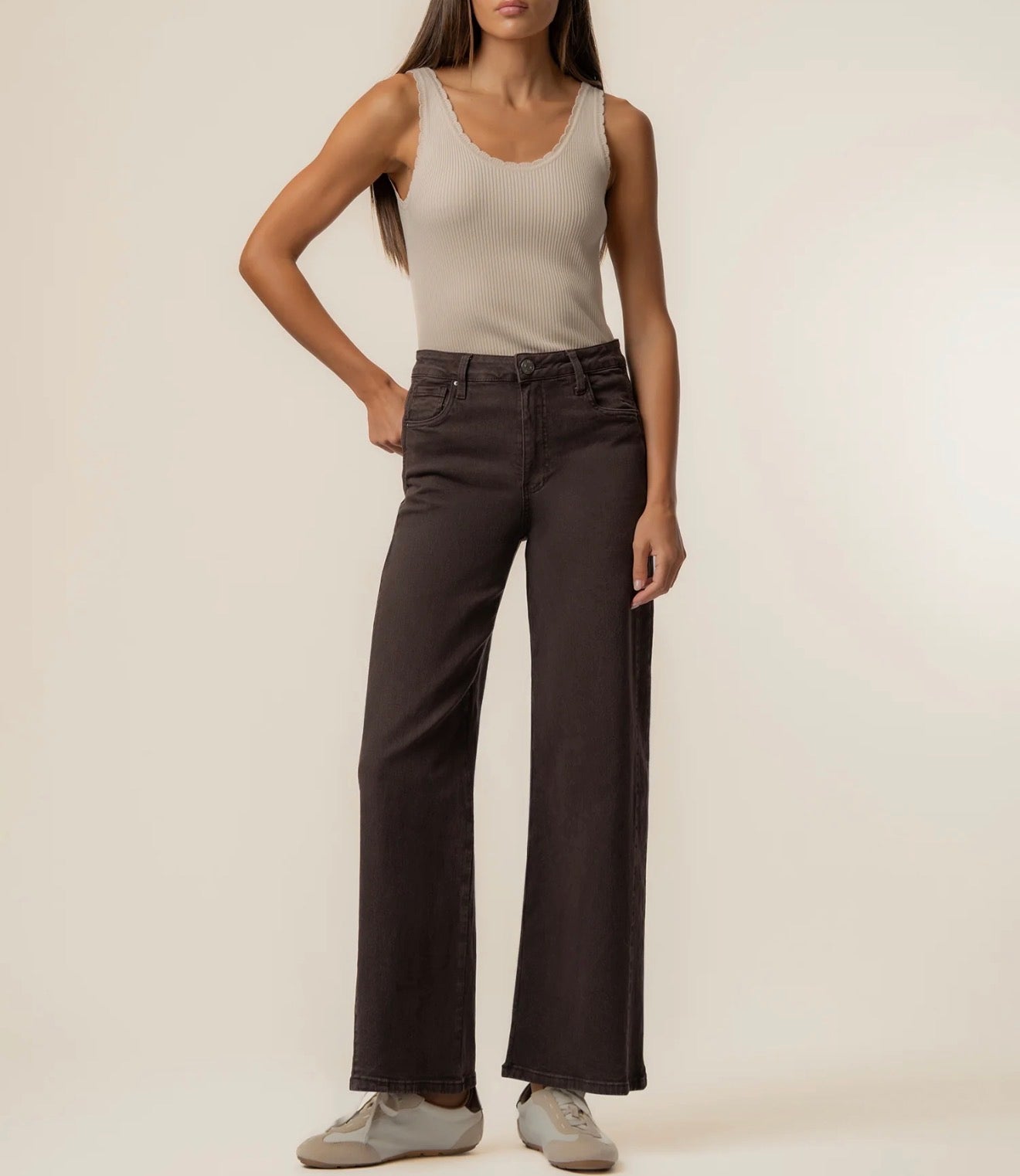 KUT - Meg High Rise Wide Leg chocolate
