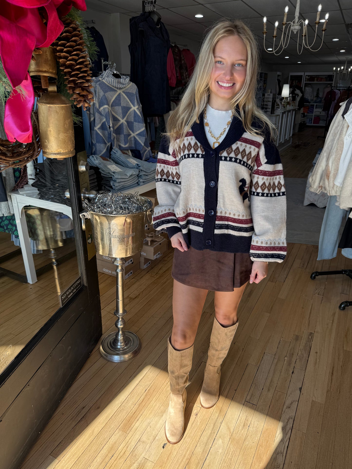 horse button up cardigan