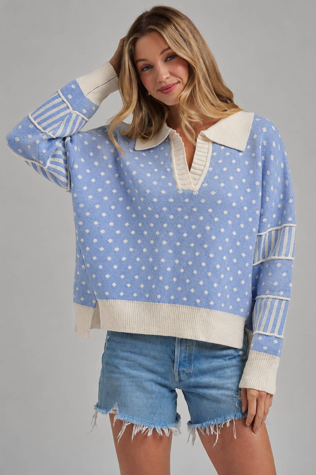 LOOSE FIT POLA DOT FALL SWEATER TOP