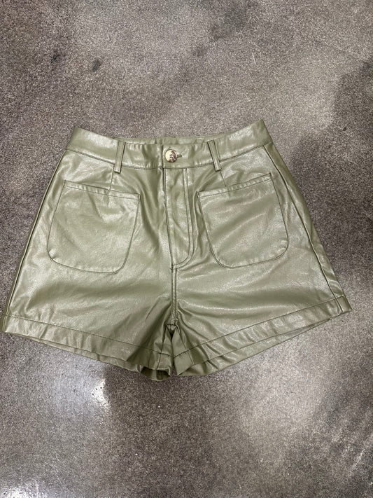 Olive pleather short