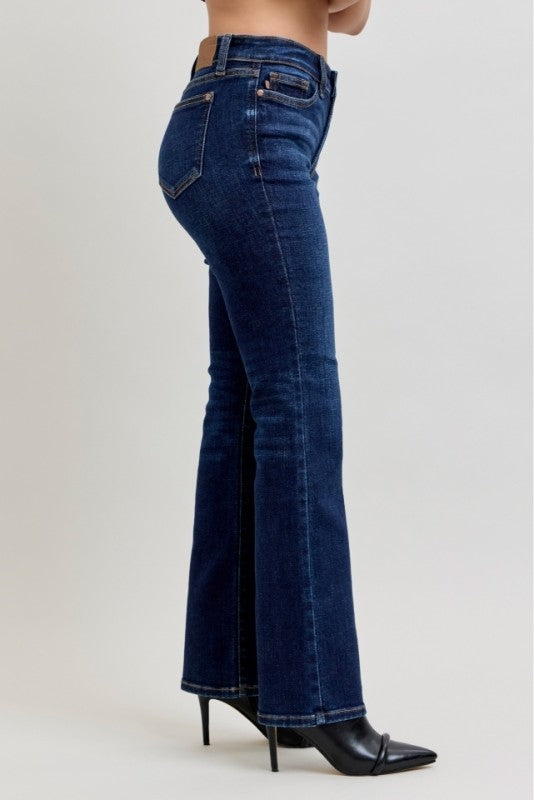 JUDY BLUE Mid rise petite dark wash bootcut