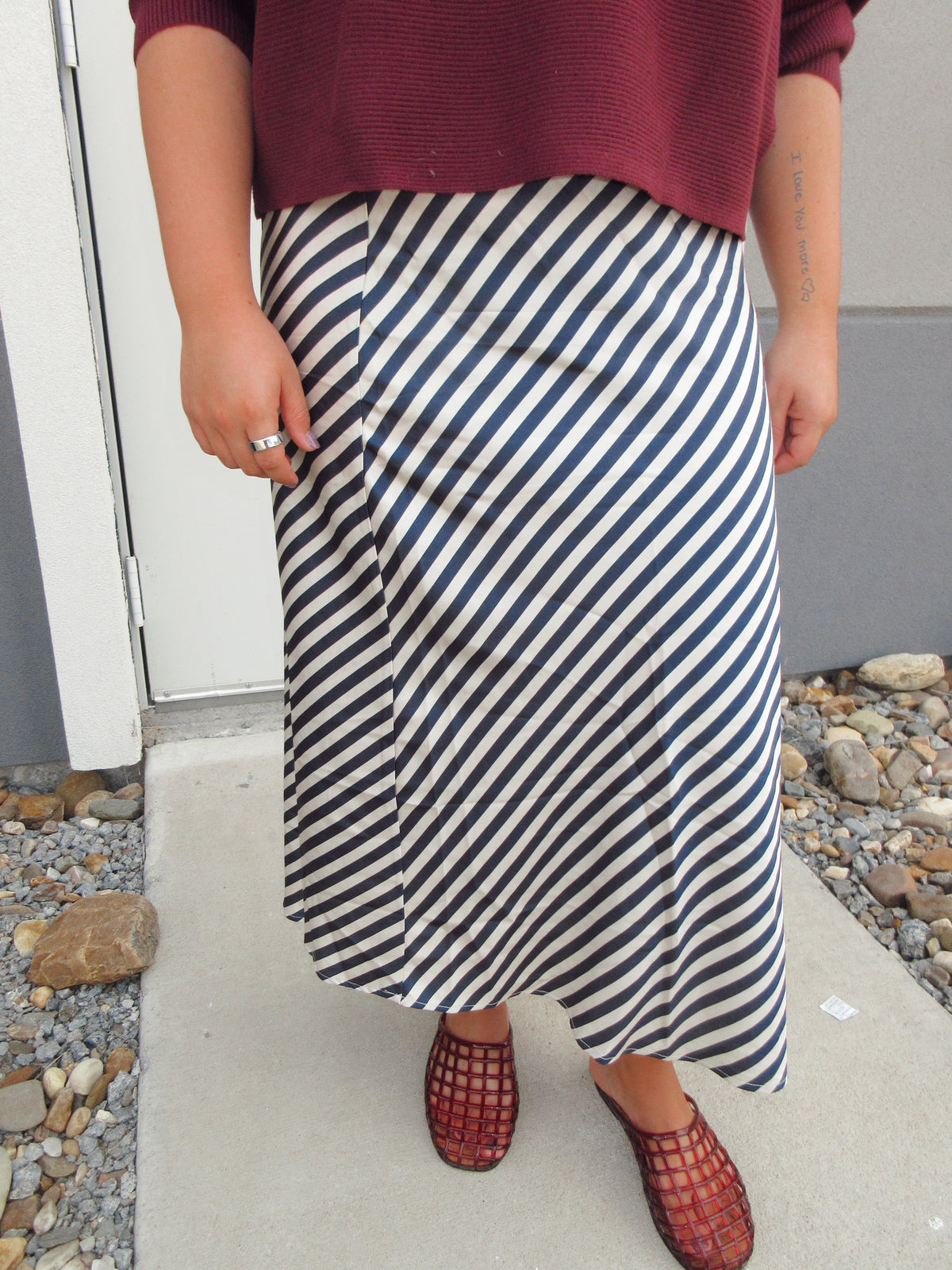 Taupe/Black Stripe skirt
