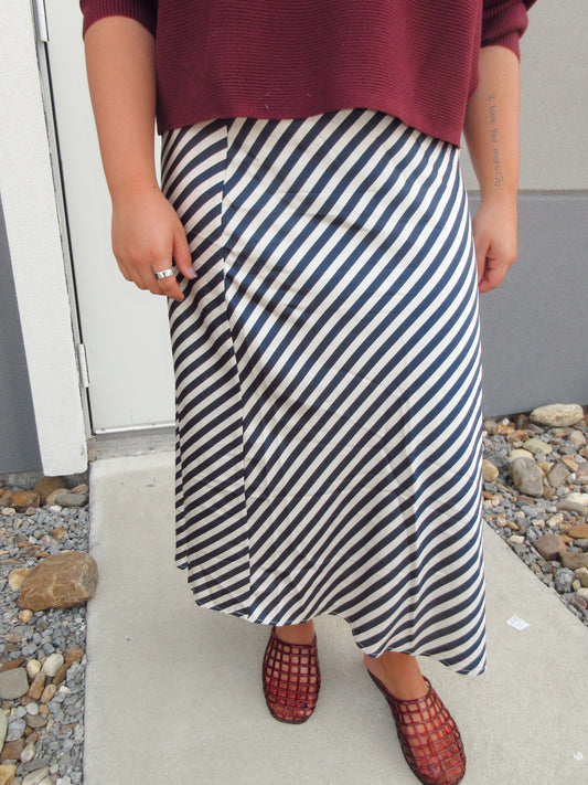 Taupe/Black Stripe skirt