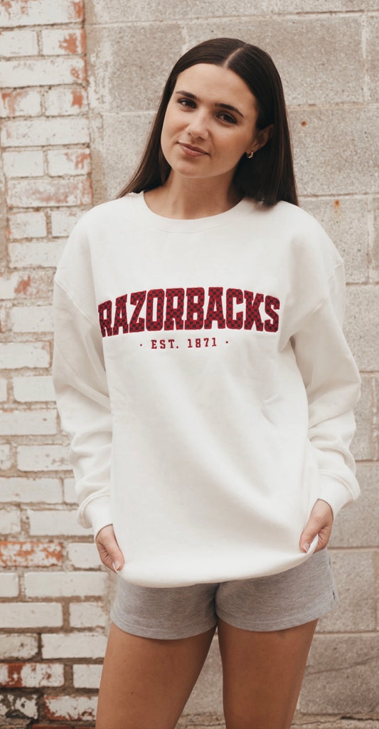 Razorback Checkered Crewneck