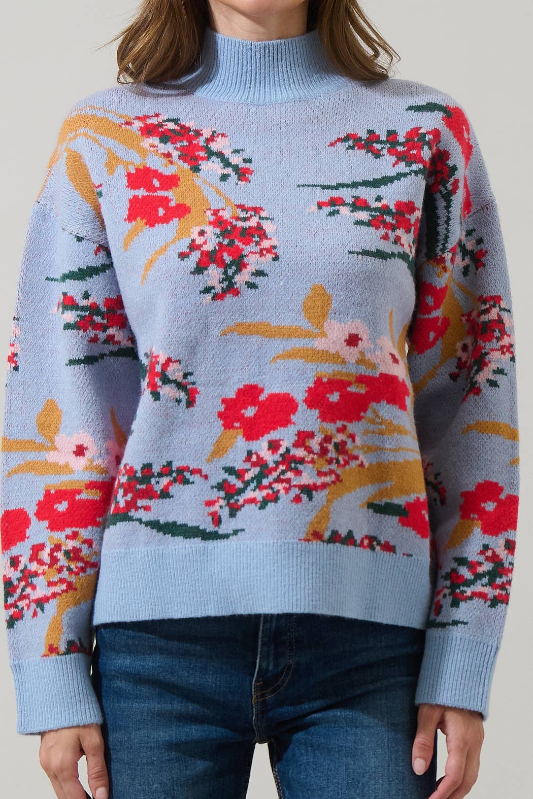 Fifi Floral Mock Neck Sweater