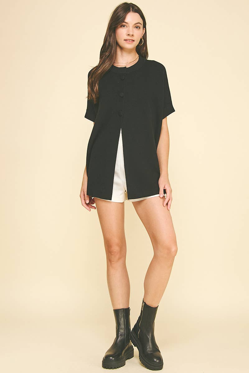 OPEN FRONT BUTTON DOWN SWEATER