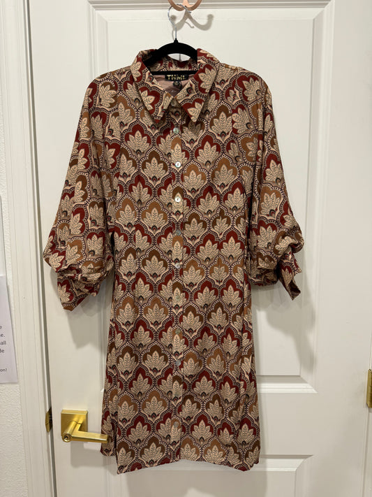 Kathy L/S pattern button down dress