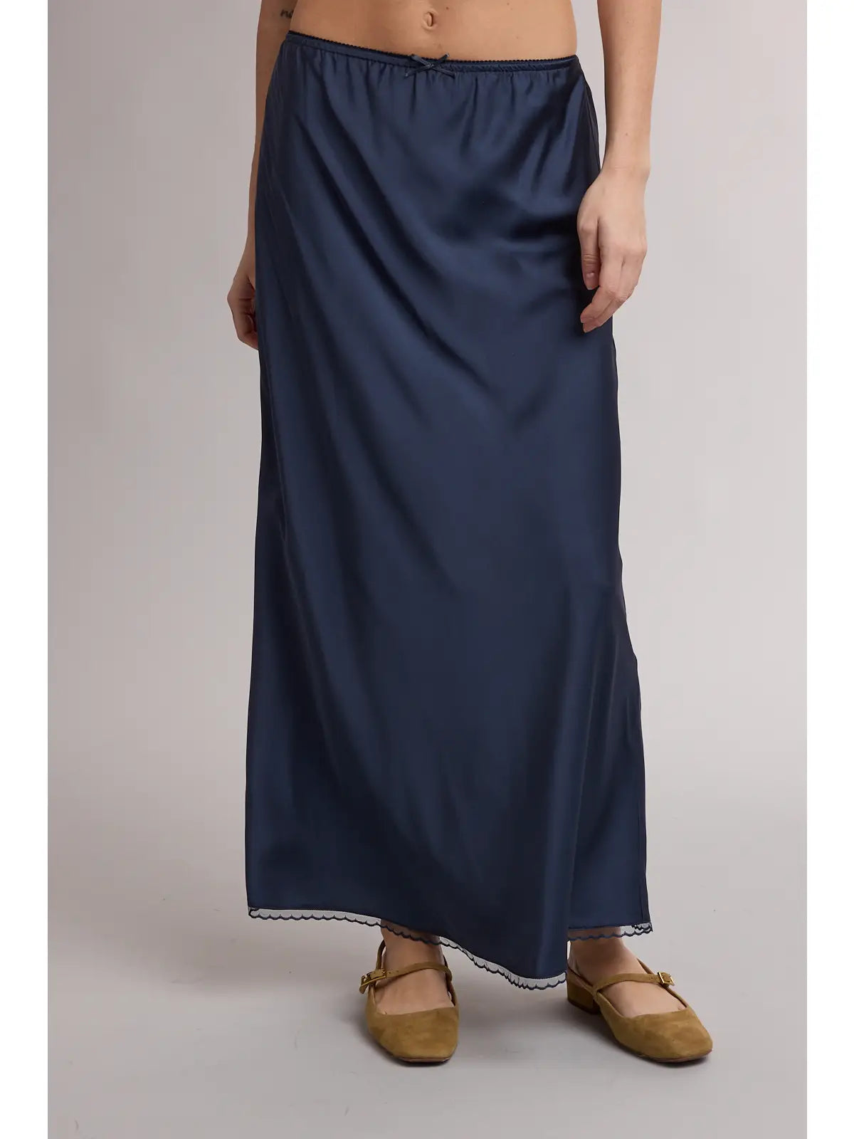 Satin Midi Skirt w/trim (3 colors)