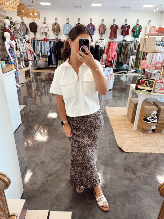Denim pocket stitch top by KARLIE