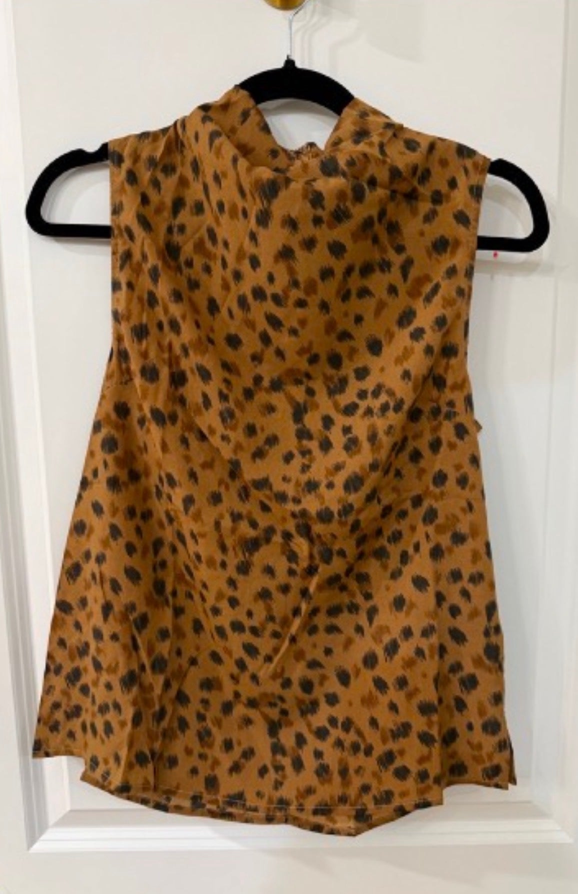 camel/black high neck blouse