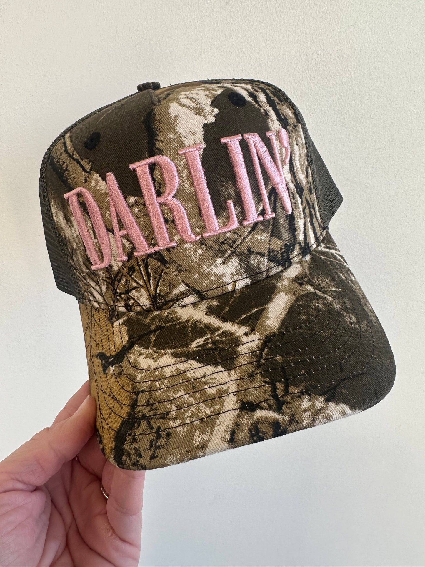 DARLIN' Vintage Camo Trucker Hat
