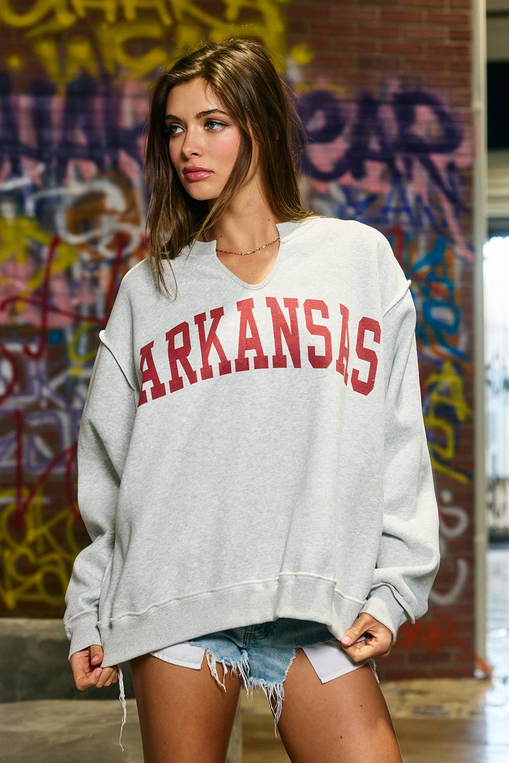 Arkansas Split-Neck Terry Sweatshirt