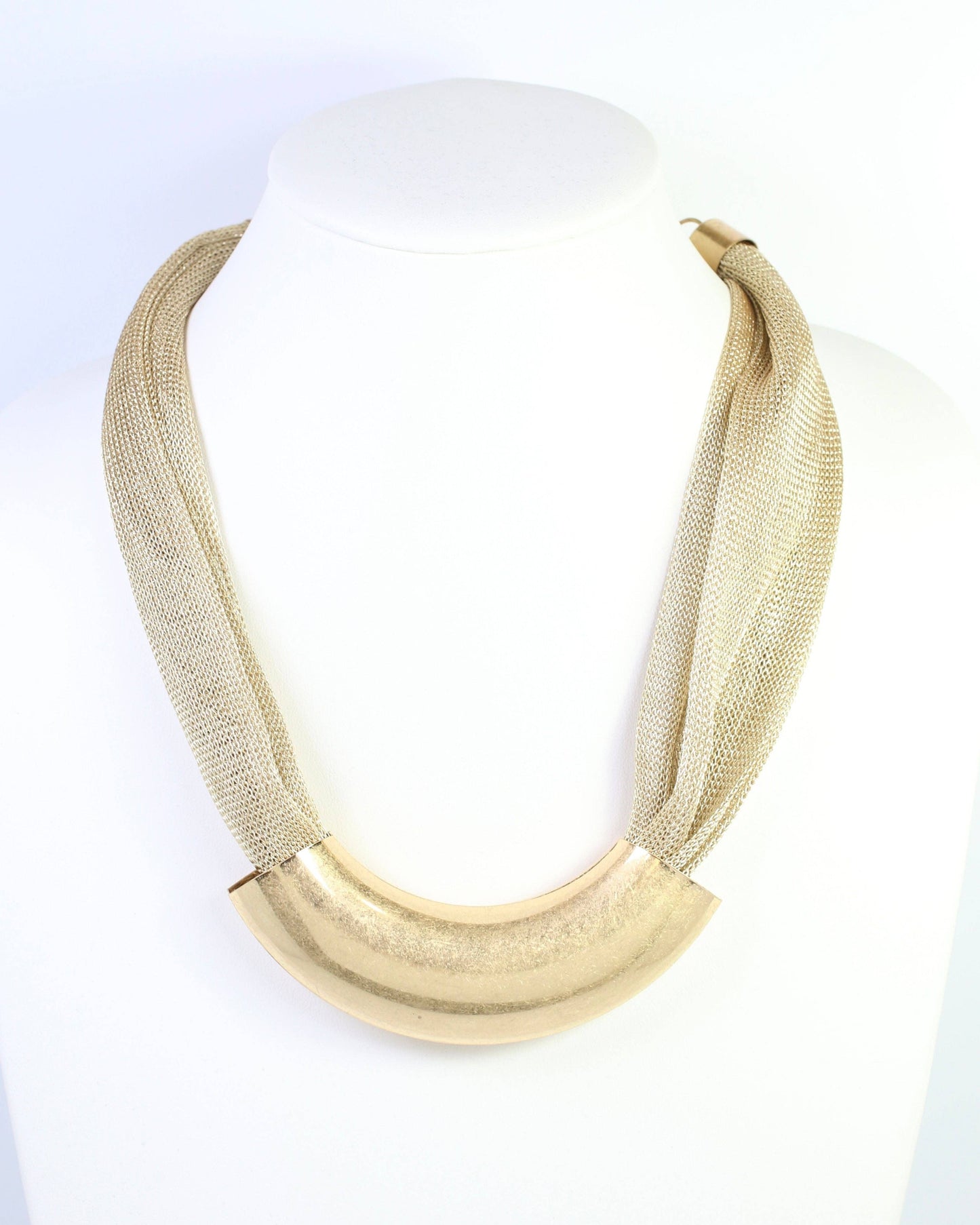 Albert Mesh Necklace with Bar Gold