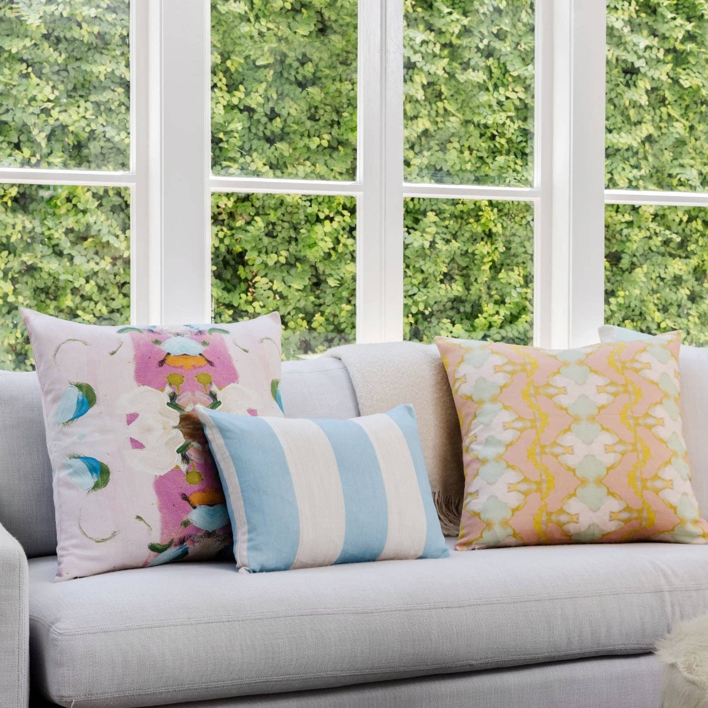 Monet’s Garden Pink Decorative Pillow