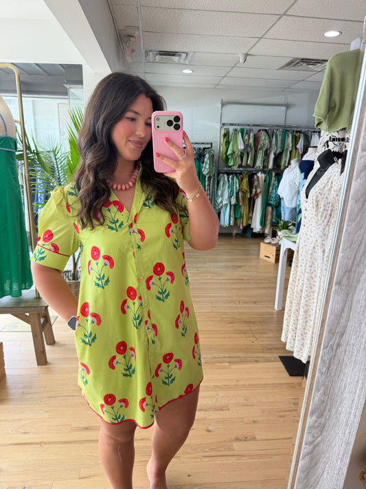 Chartreuse mini dress