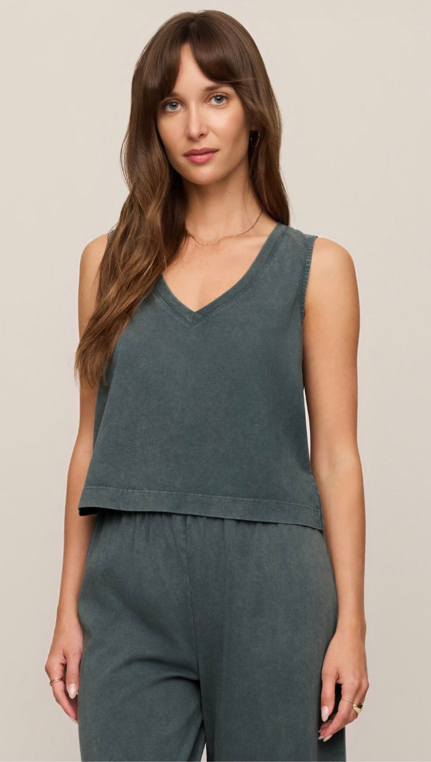 Sloane v neck top emerald cove  aqua cloud  - Z Supply