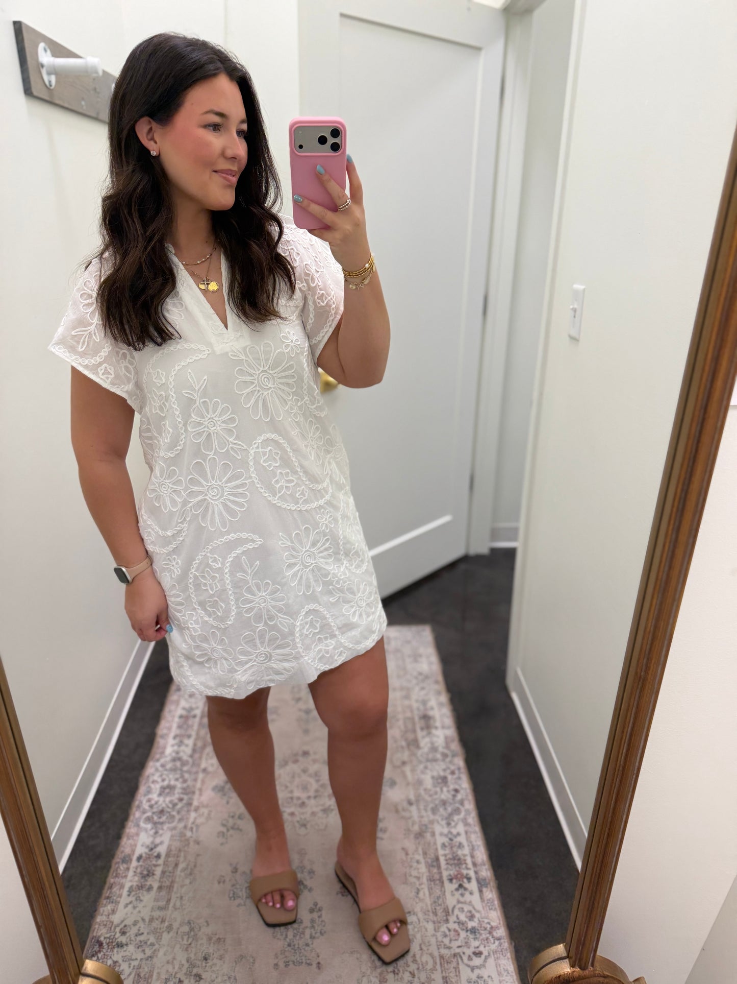 Floral embroidered mini dress
