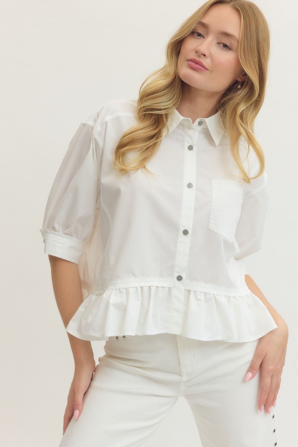 Ruffle Hem button down