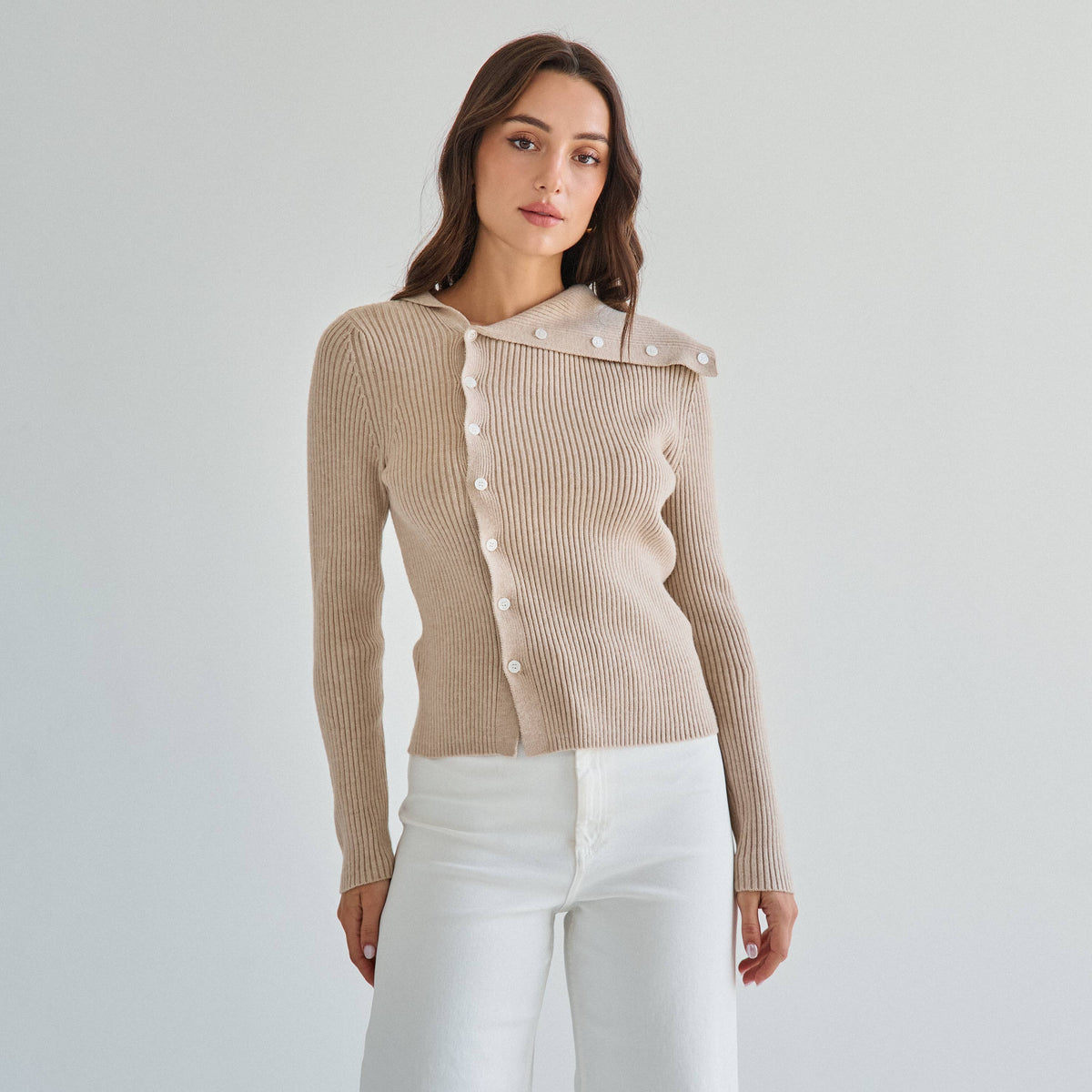 Asymmetrical button sweater