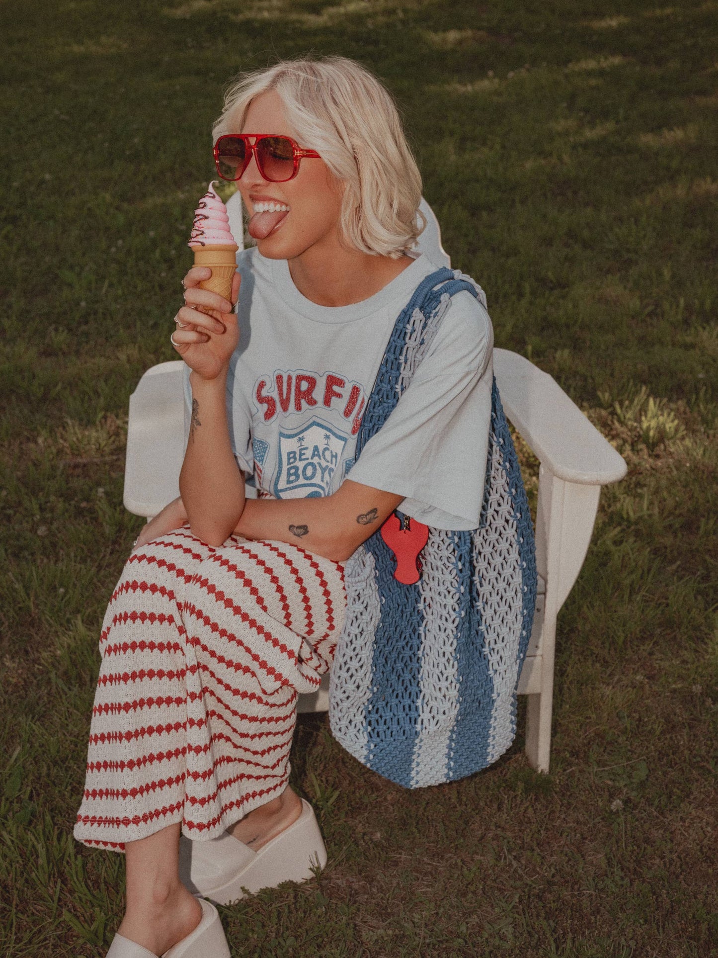 The Beach Boys Surfin USA Emblem Light Blue Thrifted Tee