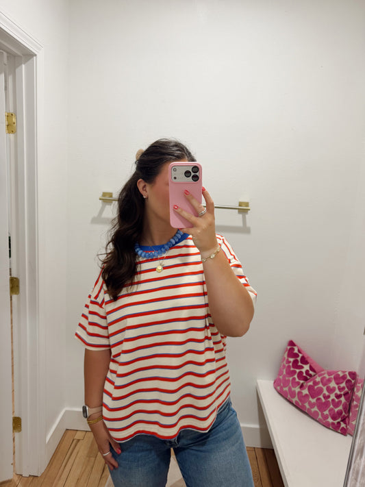 Striped Boxy Knit Tee