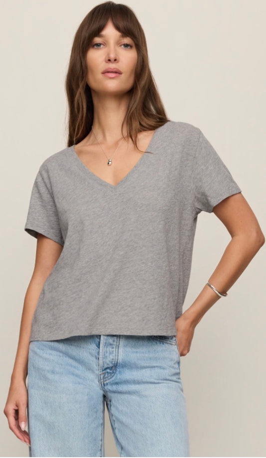 Nomad V Neck Tee Heather Gray - Z Supply