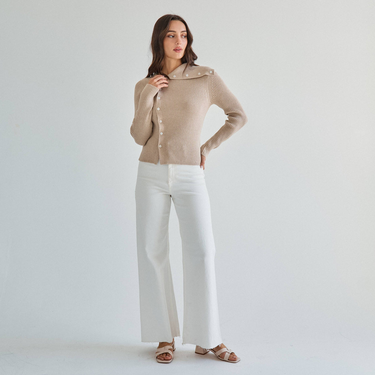 Asymmetrical button sweater