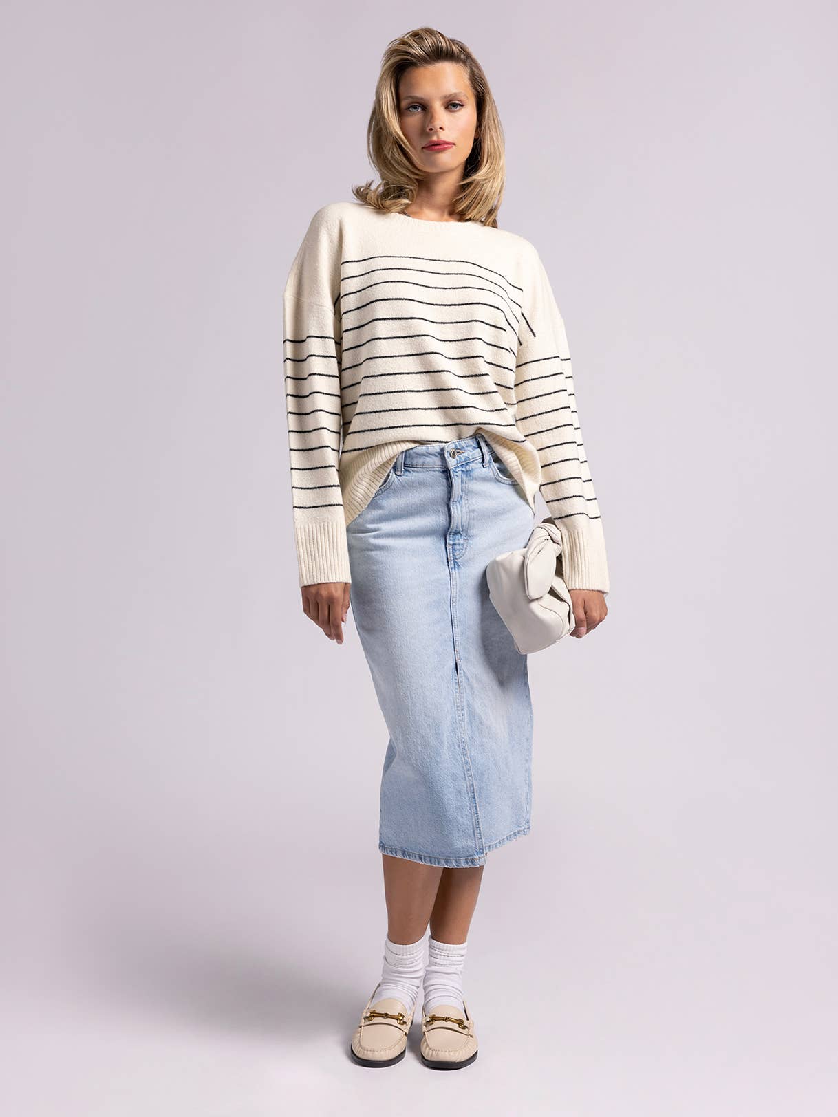 Crewneck Striped Sweater - KISHA SWEATER