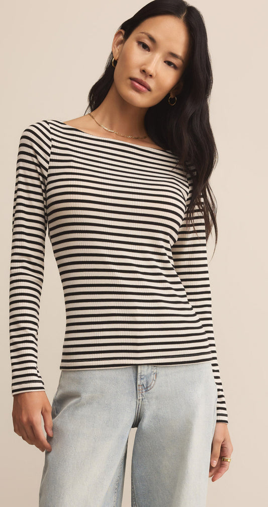 Pristine Striped Tee Black - Z Supply