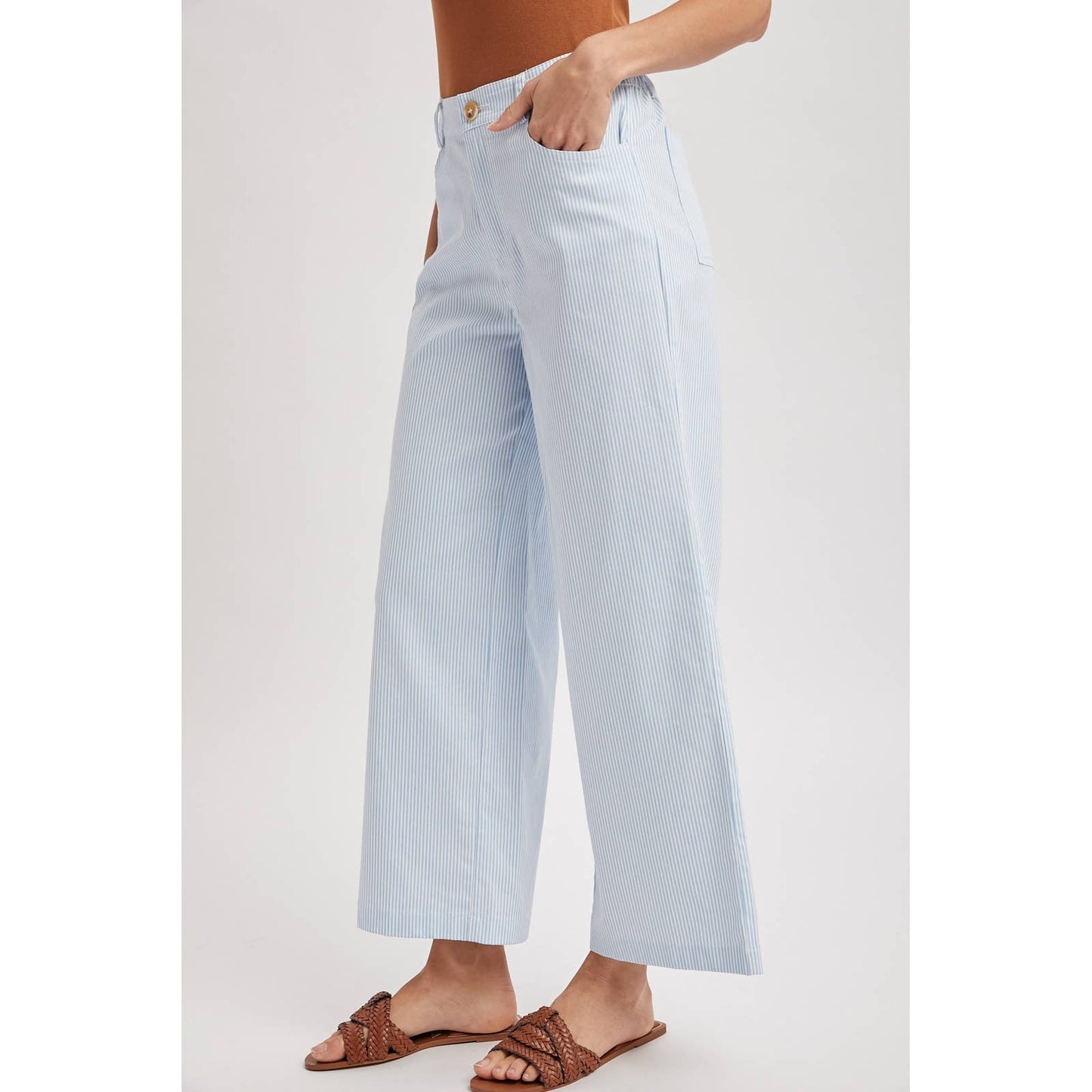 STRIPED WIDE LEG PANTS