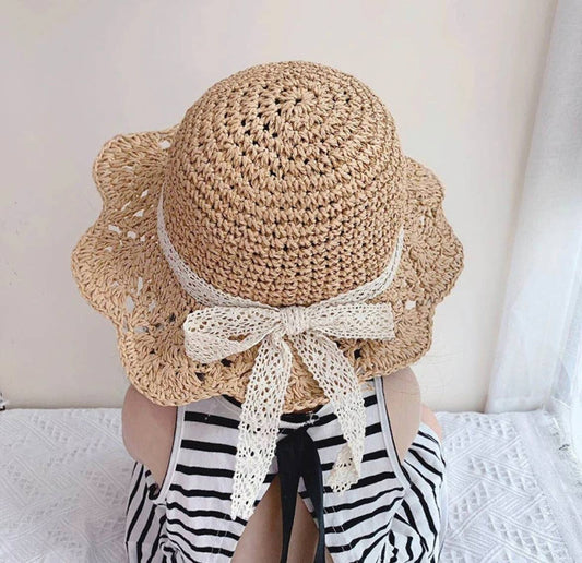 Straw Hat Baby/Toddler Sun Hat or Beach Hat