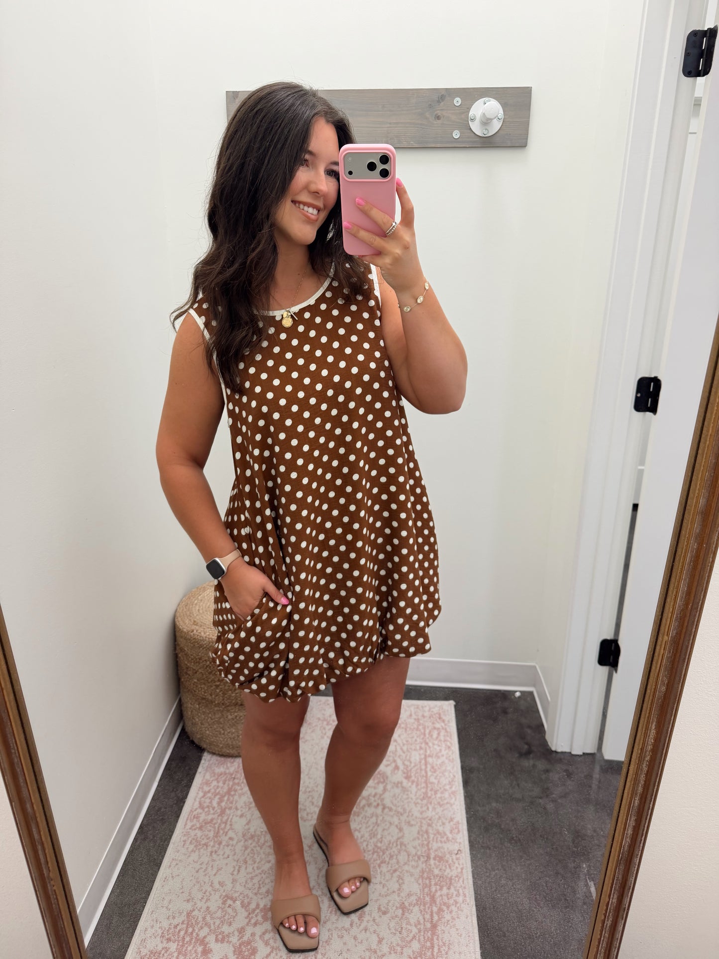 Brown polka dot bubble dress