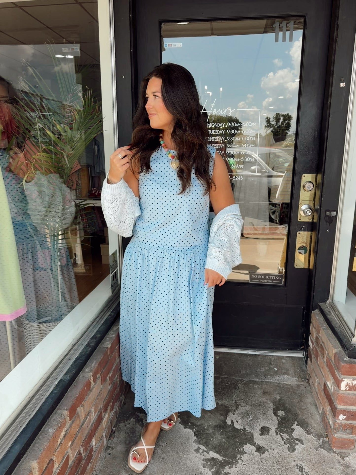 blue polka dot straight top