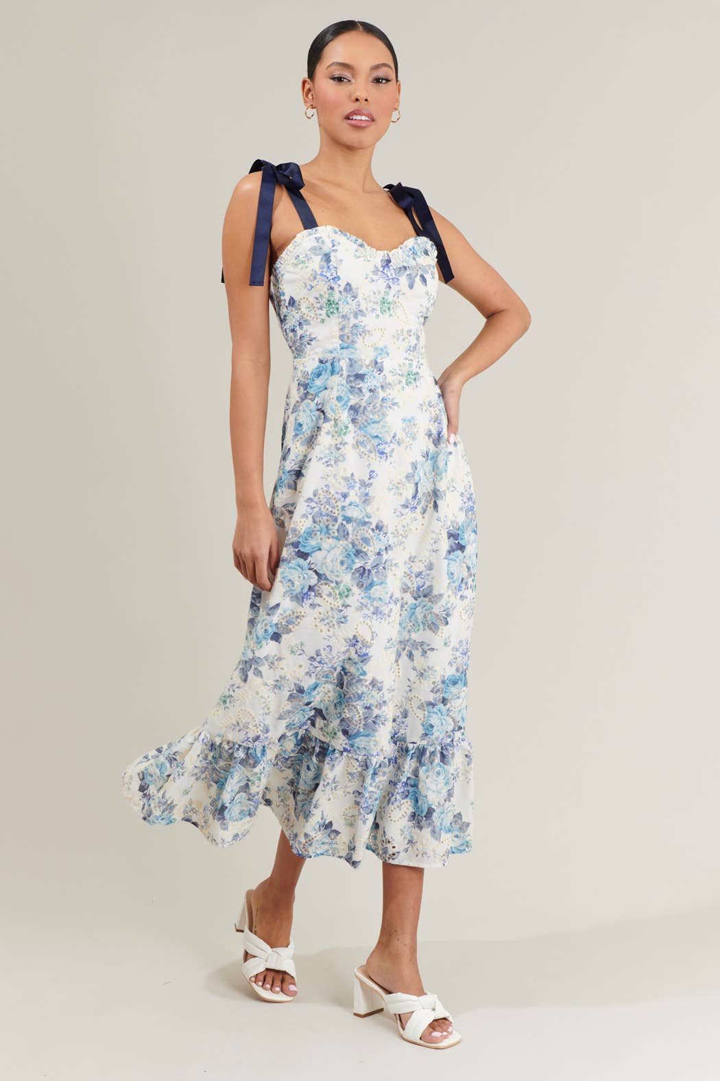 Majesty Floral Villa Garden Eyelet Midi Dress