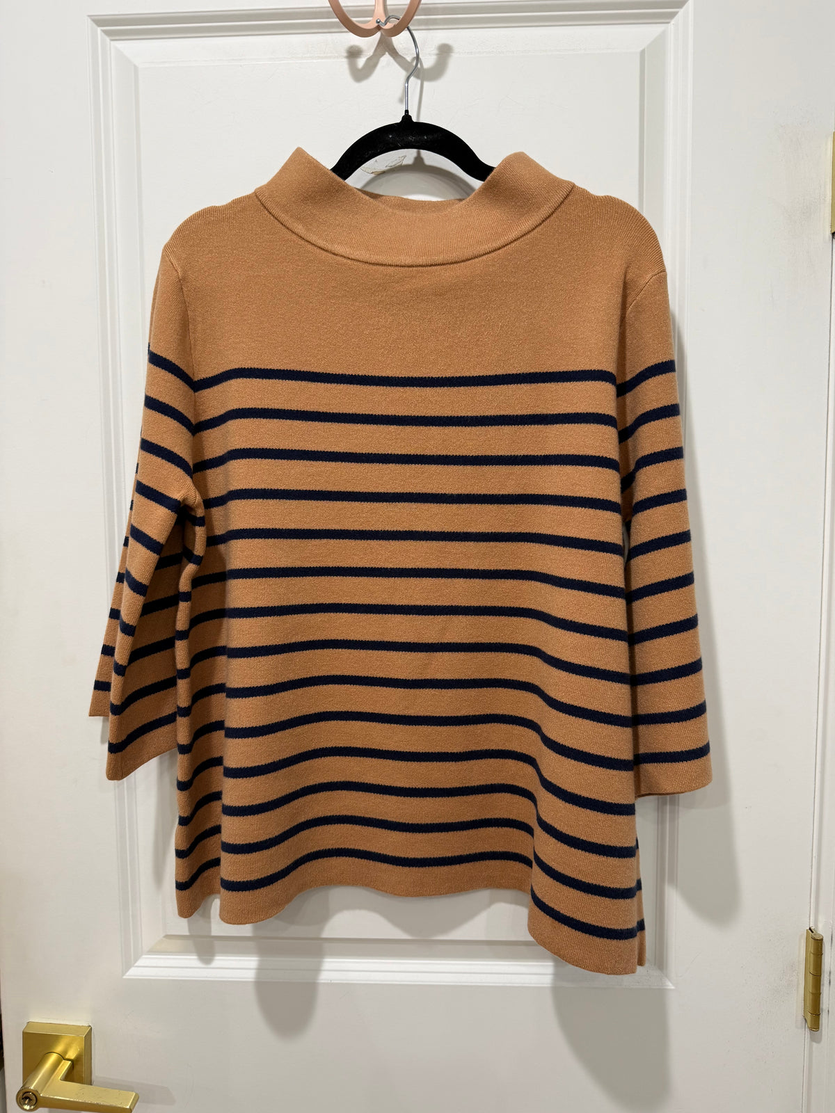 Camel/Navy mock neck